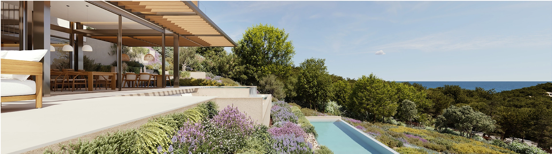 Tamariu villa terrace with sea view