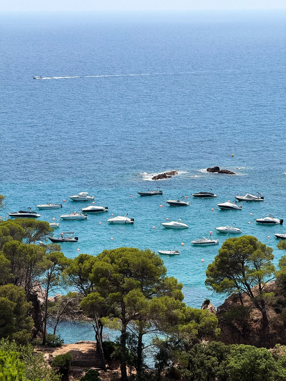 The cove below the house, with boats at anchor
