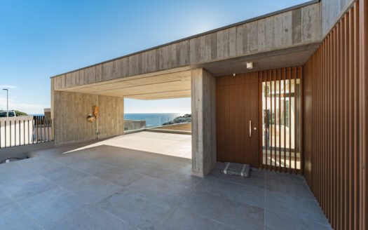 Entrance of a new villa with a sea view in Tamariu on the Costa Brava